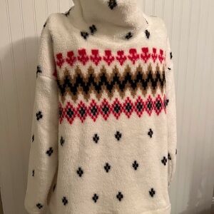 LOFT Cream w Detail Fleece Sweater